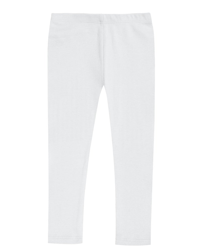 City Threads Made in USA Girls Leggings 100% Cotton for School Uniform Sports Coverage or Play Perfect for Sensitive Skin or SPD Sensory Friendly Clothing, White, 7 - Image 1