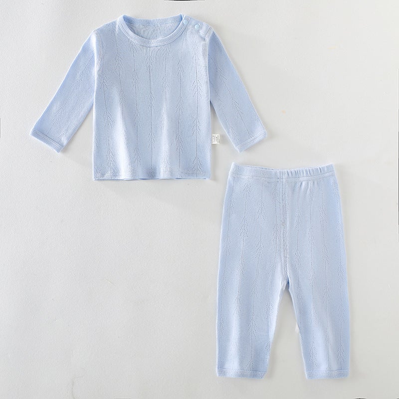 Autumn Clothes and Pants Pure Cotton Category A Baby Underwear for Boys and Girls and Children suit Baby Spring and Autumn Split Clothes Anyang Childrens Clothing 5632 Blue Small Tree (Boneless Pure Cotton Class A)
