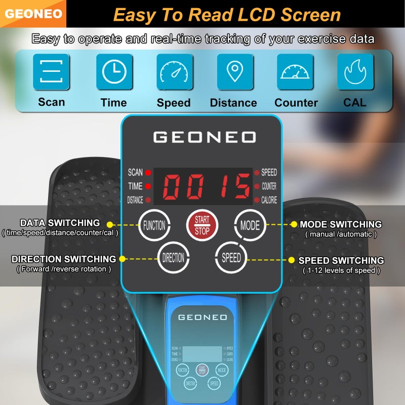 GEONEO Under Desk Elliptical Machine, Electric Elliptical Exerciser for Senior, Quiet and Small Electric Seated Pedal Exerciser for Home with Remote Control and 12 Adjustable Speeds - Image 3