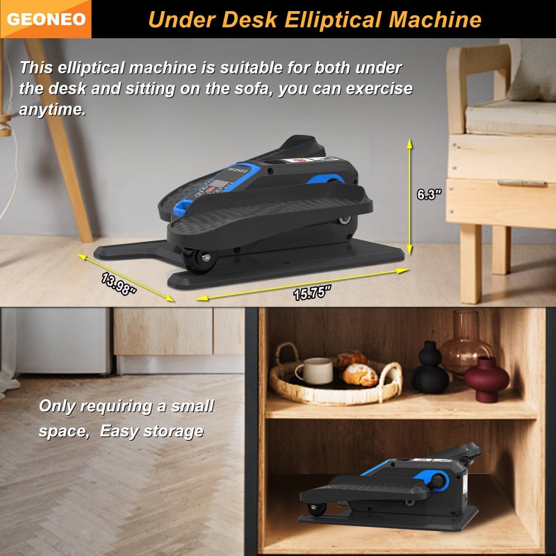 GEONEO Under Desk Elliptical Machine, Electric Elliptical Exerciser for Senior, Quiet and Small Electric Seated Pedal Exerciser for Home with Remote Control and 12 Adjustable Speeds - Image 2