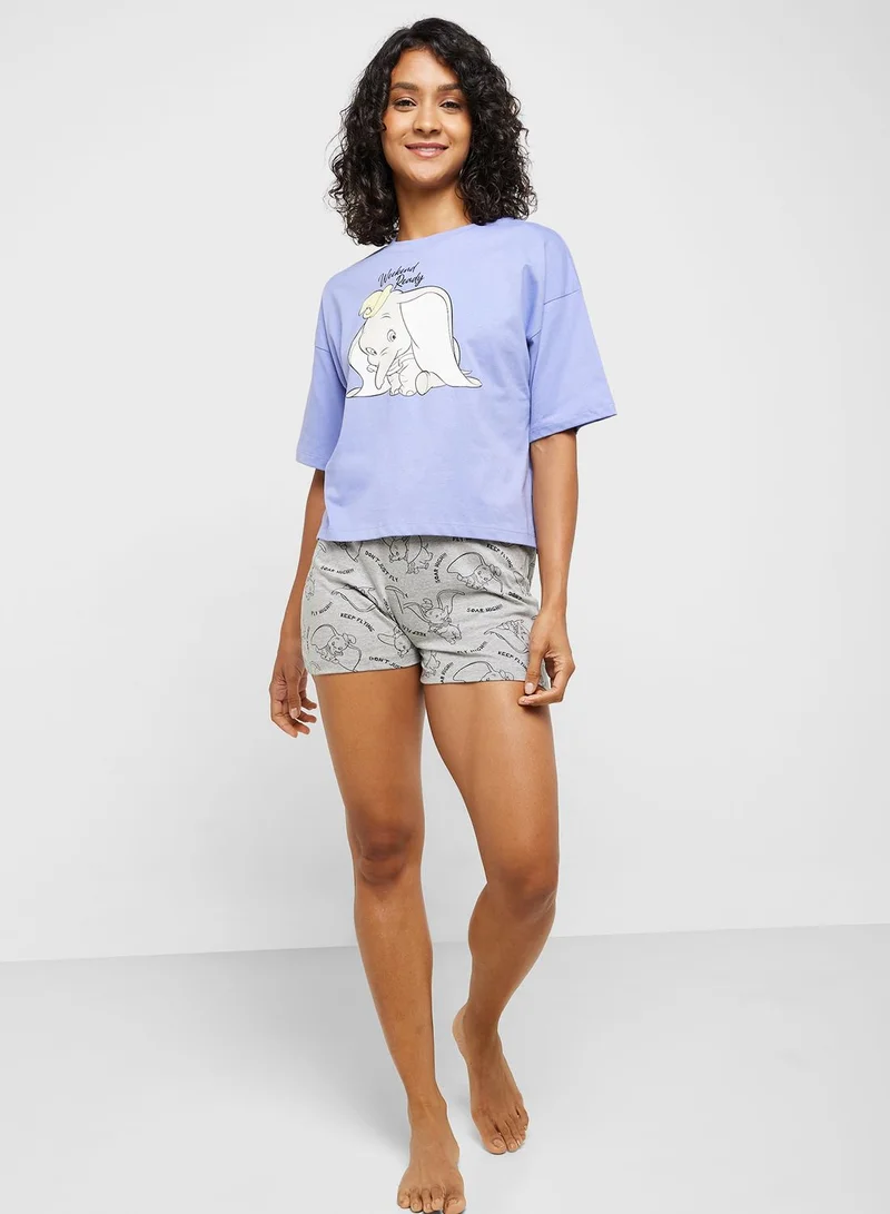 Disney Crew Neck Graphic T-Shirt & Pyjama Shorts