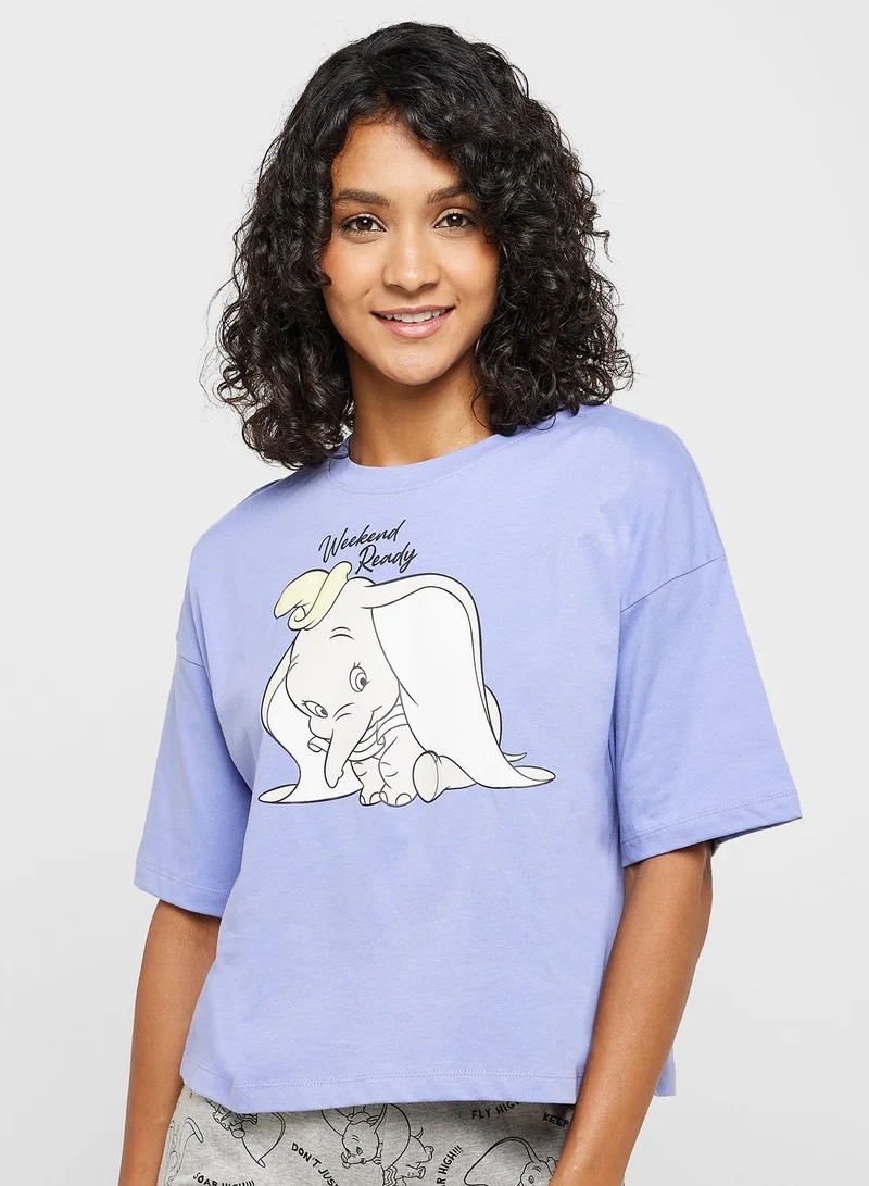 Disney Crew Neck Graphic T-Shirt & Pyjama Shorts