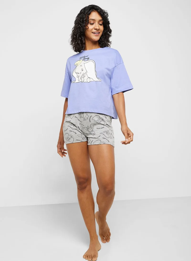 Disney Crew Neck Graphic T-Shirt & Pyjama Shorts