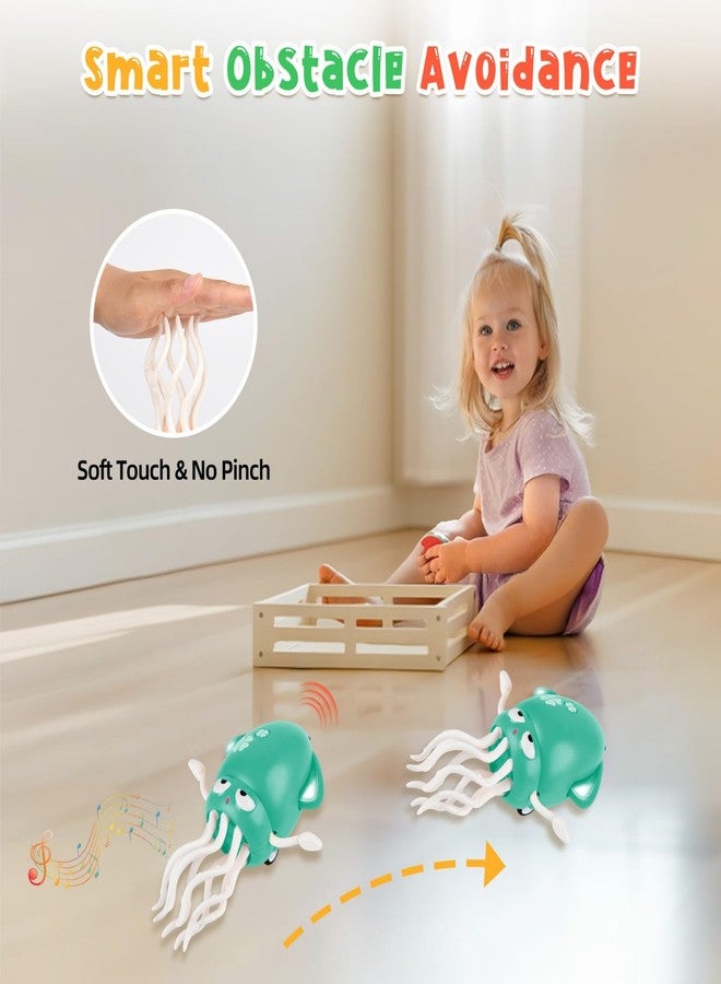 AUTOKAKUM Magic Dancing Octopus Toy, Squid Crawling Toy with LED Light & Music, USB Rechargeable Interactive Baby Toys, Tummy Time Toys for Toddler Boys Girls Birthday (Green) - Image 4