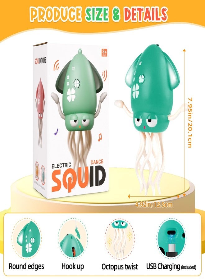 AUTOKAKUM Magic Dancing Octopus Toy, Squid Crawling Toy with LED Light & Music, USB Rechargeable Interactive Baby Toys, Tummy Time Toys for Toddler Boys Girls Birthday (Green) - Image 2