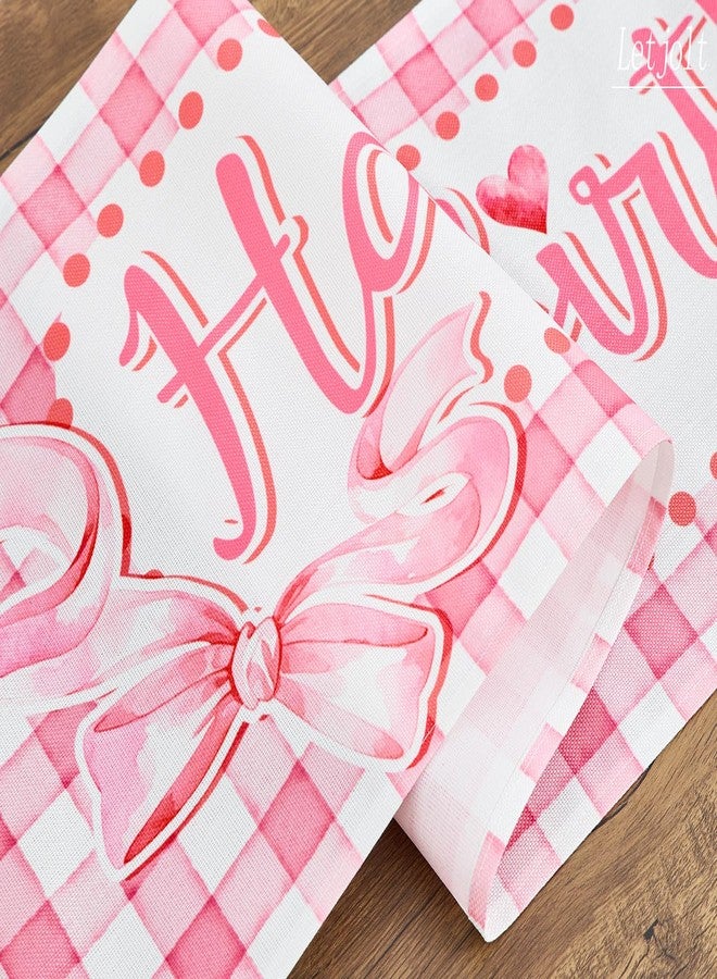 Letjolt Happy Birthday Table Runner 72 Inches Birthday Party Sign Birth Day Buffalo Check Table Decorations, Pink - Image 4