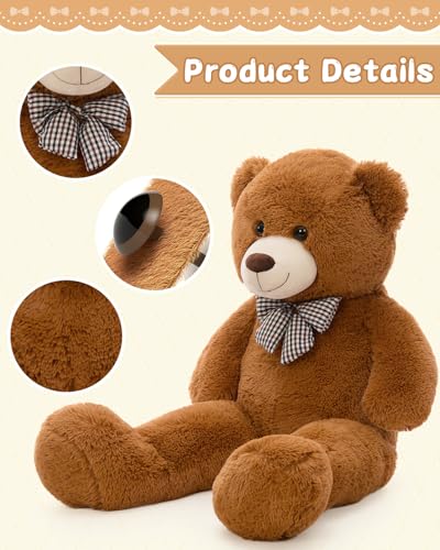 MaoGoLan Giant Teddy Bear Plush Toy Ultra Soft Cute Large Stuffed Animal 39 inches Perfect for Baby Showers Birthdays Valentines Day Gifts Kids Couples FamilyDark Brown - Image 3