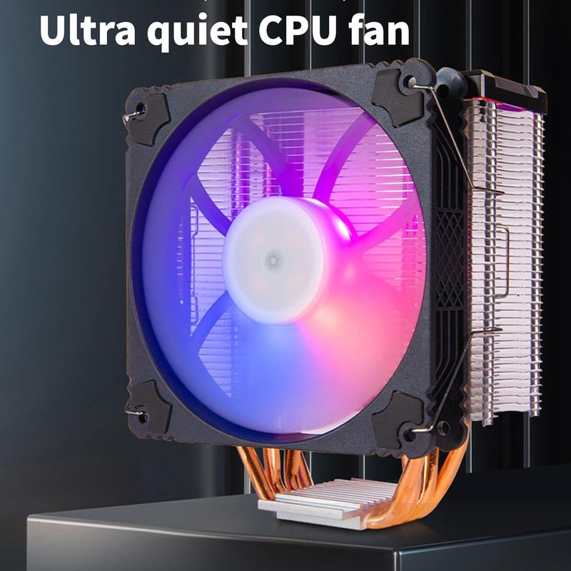 Intelligent Cooling Fan 4Pin Color LED Fan Metal CPU Air Wide Compatibility Quiet Operating Copper Tube - Image 4