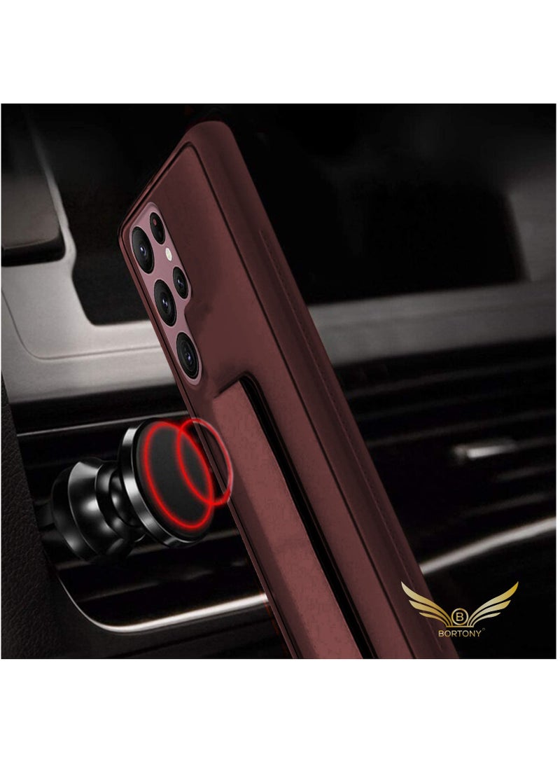 BORTONY Magnetic Stand & Holder, Premium Silicone Hand Strap Grip, Car Mount Kickstand And Finger Grip Case Cover For Samsung Galaxy S22 Ultra - Image 2