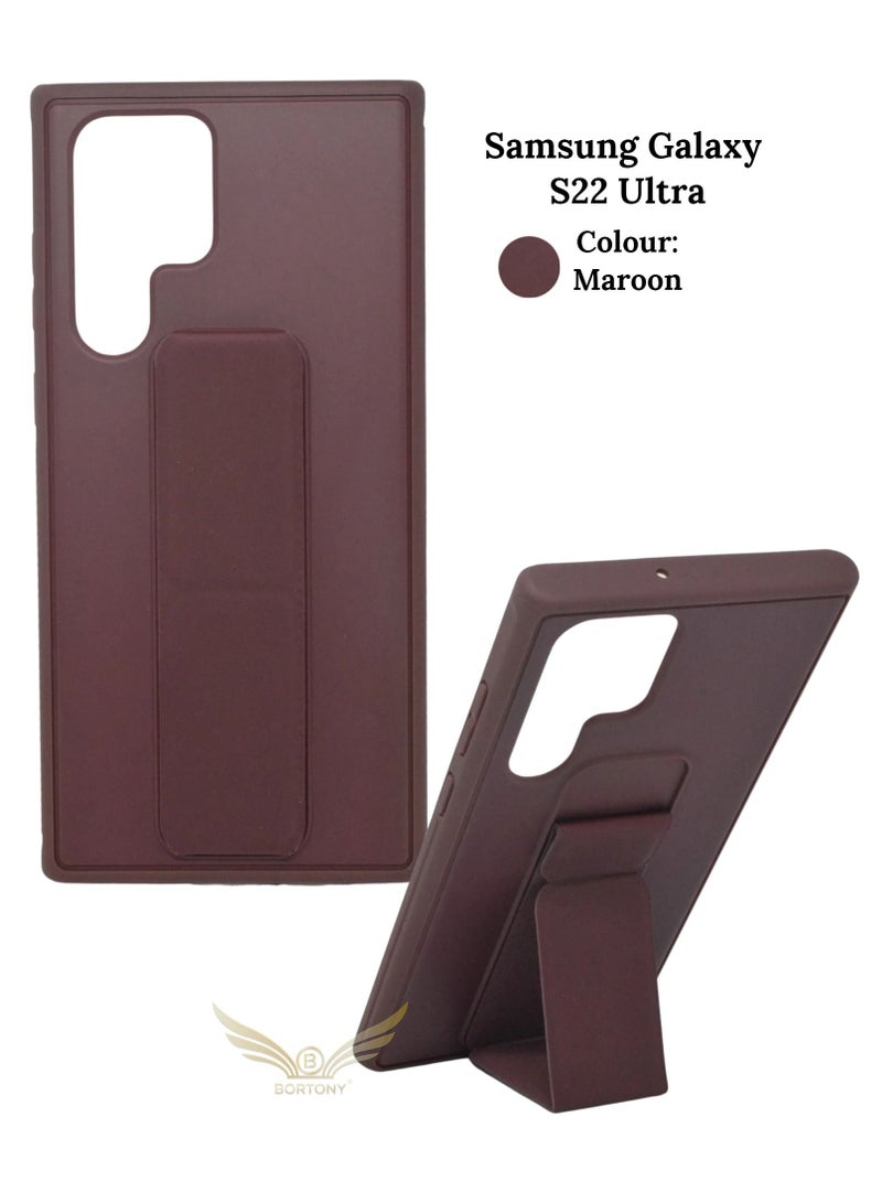 BORTONY Magnetic Stand & Holder, Premium Silicone Hand Strap Grip, Car Mount Kickstand And Finger Grip Case Cover For Samsung Galaxy S22 Ultra - Image 3