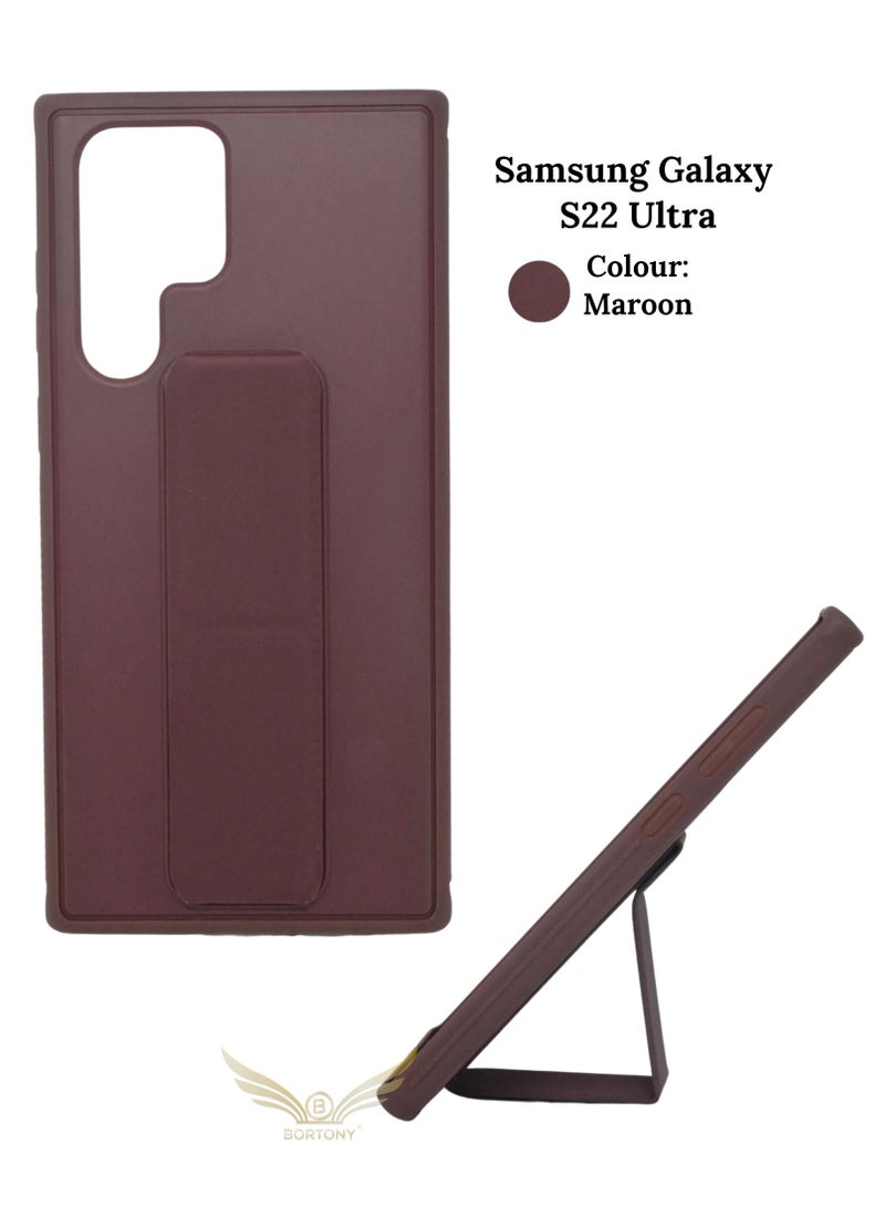 BORTONY Magnetic Stand & Holder, Premium Silicone Hand Strap Grip, Car Mount Kickstand And Finger Grip Case Cover For Samsung Galaxy S22 Ultra - Image 1