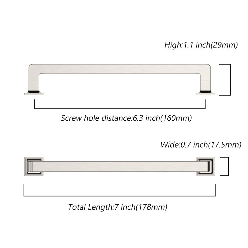Knoklock 10 Pack 6.3 Inch(160Mm) Kitchen Cabinet Handles Brushed Satin Nickel Cabinet Pulls Kitchen Cabinet Hardware Drawer Pulls For Dresser Cupboard Wardrobe - Image 2