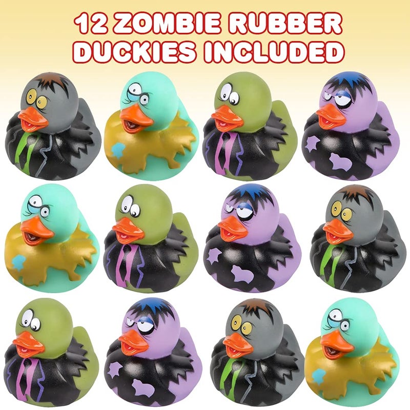 ArtCreativity 12 PCS Halloween Rubber Ducks, Zombie Rubber Duckies for Kids, Variety of Designs and Colors, Trick or Treat Supplies,Party Favors, Goodie Bag Filler, Halloween Themed Bathtub Toys - Image 2