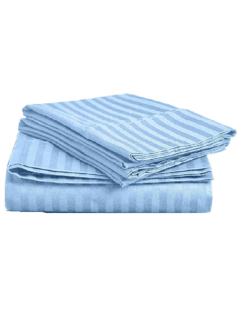 Blueberry Cotton Single Striped Fitted Elastic Pack of 2 Bedsheet 90x190+15cm - Image 1