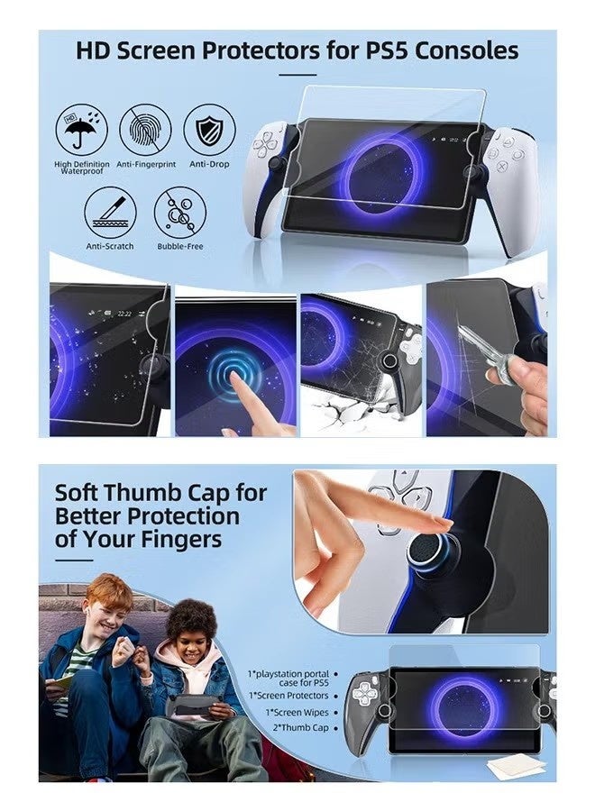 إكس ليفيل حافظة واقية لبوابة بلاي ستيشن 5 (PS5) مع واقي للشاشة ، أغطية الإبهام ، جراب غطاء صلب شفاف كريستالي لبوابة PS5 بمقبض مريح ، مضاد للصدمات للخدش ومضاد للعرق - Image 2