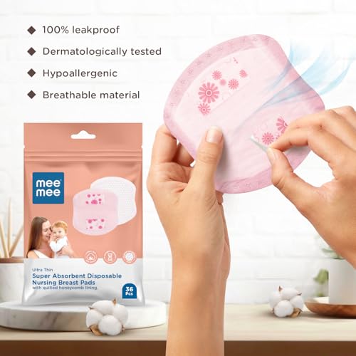 Mee Mee Ultra Thin Honeycomb Nursing Breast Pads 36pcs, Disposable Nursing Breast Pads, Super Absorbent Maternity Pads, Leak Proof Coverage - Image 4