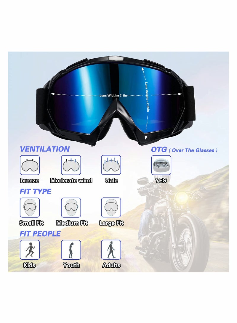 KASTWAVE Adult Dirt Bike Goggles,  2 Pack ATV Motorcycle Goggles for Youth, Windproof ATV Goggles, Dust Proof Racing Goggles  - Image 3