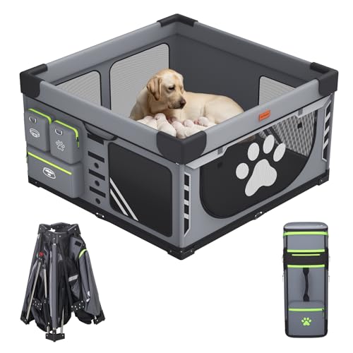 Loobani Foldable Dog Playpen Indoor/Outdoor,1 Min Setup Whelping Box, 690D Oxford Fabric & Reinforced Steel/Iron Frame, Portable Puppy Playpen with Rugged Carry Bag for Home &Travel-43.3"x43.3"x27.1" - Image 1