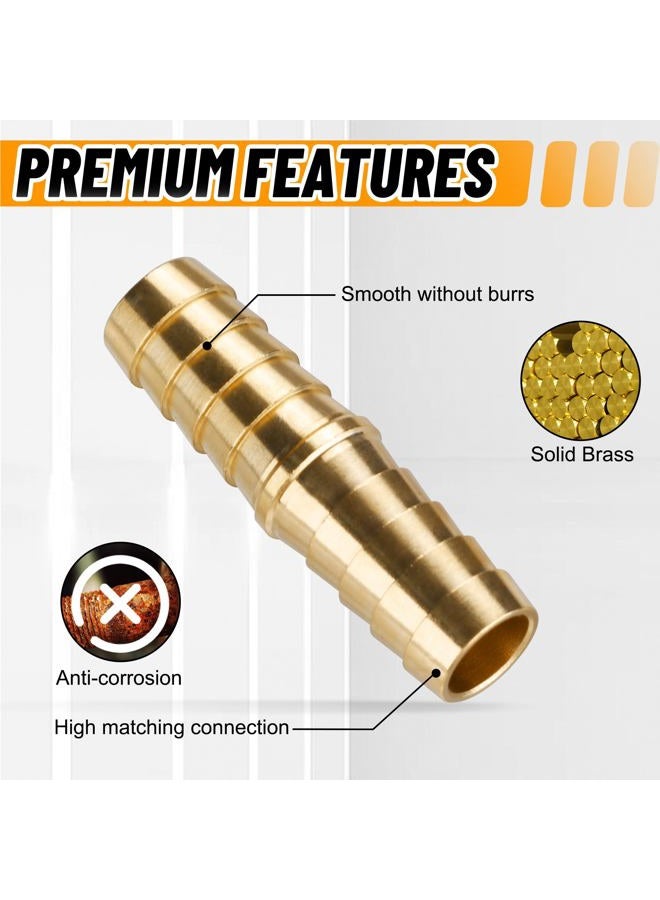 Ailbiuko 26PCS Brass Hose Barb Fitting,Barb Splicer Mender Hose Fittings 3/16" 1/4" 5/16" 3/8" 1/2" 5/8" with 52Pcs Stainless Steel Pipe Hose Clamps for Air/Fuel/Water/Oil Hose - Image 3