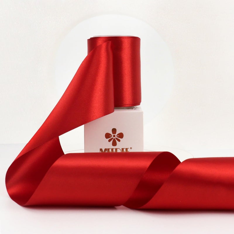 MEEDEE Red Satin Ribbon 3 Inch Wide Ribbon by 10 Yards Lux Double Faced Satin Ribbons Red Christmas Ribbons for Christmas Tree Weddings Flower Bouquet Holiday Decorating