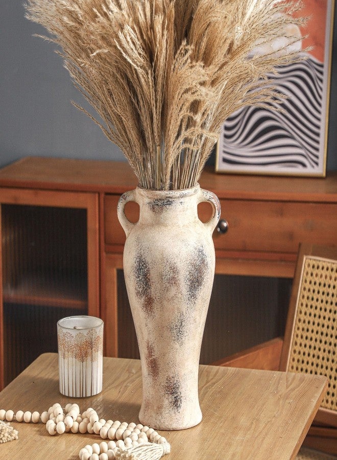 Enra Rustic Ceramic Vase with Handle, 12.6 inch Large Handcrafted Farmhouse Decorative Pottery Vase for Table Centerpiece, Wedding Decor, or Entryway Arrangement - Image 2