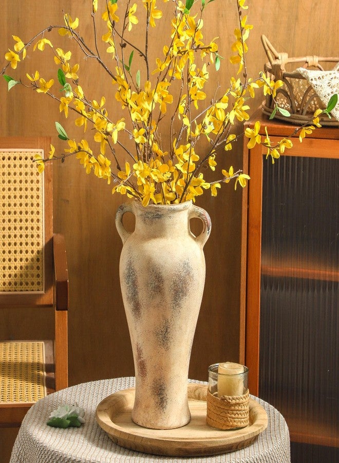 Enra Rustic Ceramic Vase with Handle, 12.6 inch Large Handcrafted Farmhouse Decorative Pottery Vase for Table Centerpiece, Wedding Decor, or Entryway Arrangement - Image 5