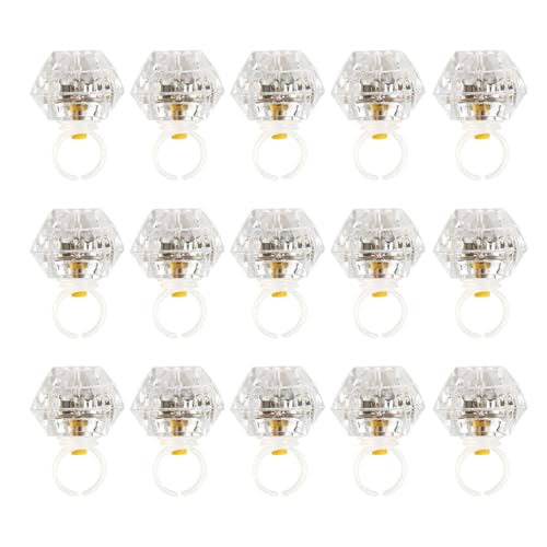 DAOKEY LED Light up Rings Toys, White Led Bumpy Rings for Birthday Bachelorette Bridal Shower Gatsby Party Favors, Clear Case 15 Pack - Image 1