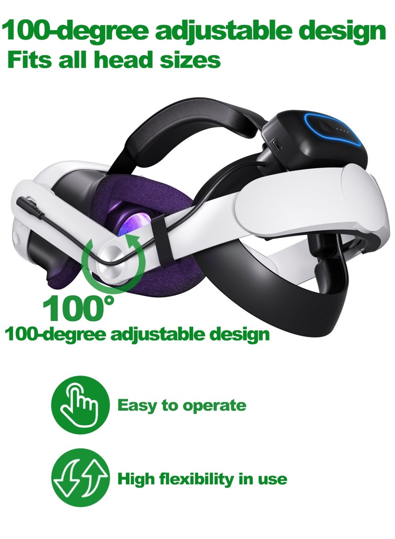 DYSWEI VR Head Strap with 10000mAh Battery Fast Charging for Meta Quest 3 Quest 3 Pro Portable Power Pack for Gaming and Outdoor Use - Image 4
