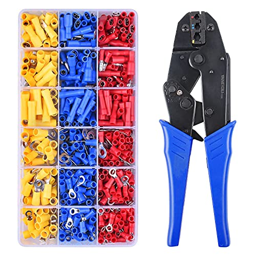 Yangoutool Electrical Wire Connectors Crimping Kit: 700pcs AWG 22-10 Terminals, Splices, Spades, Forks, Rings, and HS30J Ratchet Crimper Tool for Automotive Wiring - Image 1