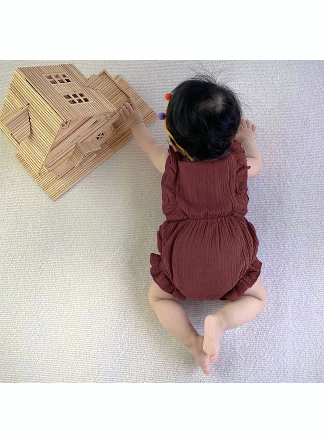 roaiss - 2 Piece Newborn Ear Edging Jumpsuit Cotton on Opening and Closing Design Crotch Snap Design Facilitates Diaper Replacement - Image 1