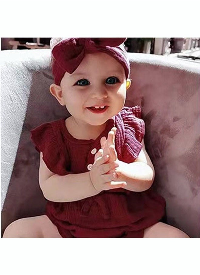 roaiss - 2 Piece Newborn Ear Edging Jumpsuit Cotton on Opening and Closing Design Crotch Snap Design Facilitates Diaper Replacement - Image 1