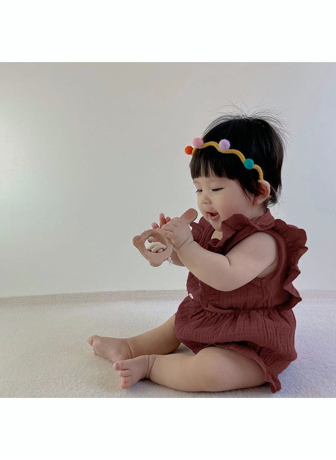 roaiss - 2 Piece Newborn Ear Edging Jumpsuit Cotton on Opening and Closing Design Crotch Snap Design Facilitates Diaper Replacement - Image 1