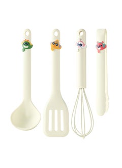 Silicone Spatula Frying Shovel Soup Spoon Food Clip Egg Beater High Temperature Resistant Food Grade Children's Food Supplement Tableware Four-piece Set-Specifications:Cartoon Four-piece Set