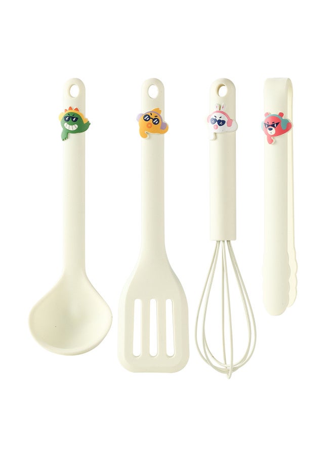 Generic - Silicone Spatula Frying Shovel Soup Spoon Food Clip Egg Beater High Temperature Resistant Food Grade Children's Food Supplement Tableware Four-piece Set-Specifications:Cartoon Four-piece Set - Image 1