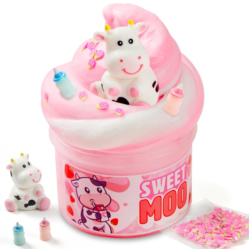 JOYIN Slime Party Favors Strawberry Milk Cow Slime 8 oz Soft NonSticky MessFree Stress Relief and Safe Toys for Kids Classroom Reward Boys and Girls Birthday Gifts Party Favors - Image 2