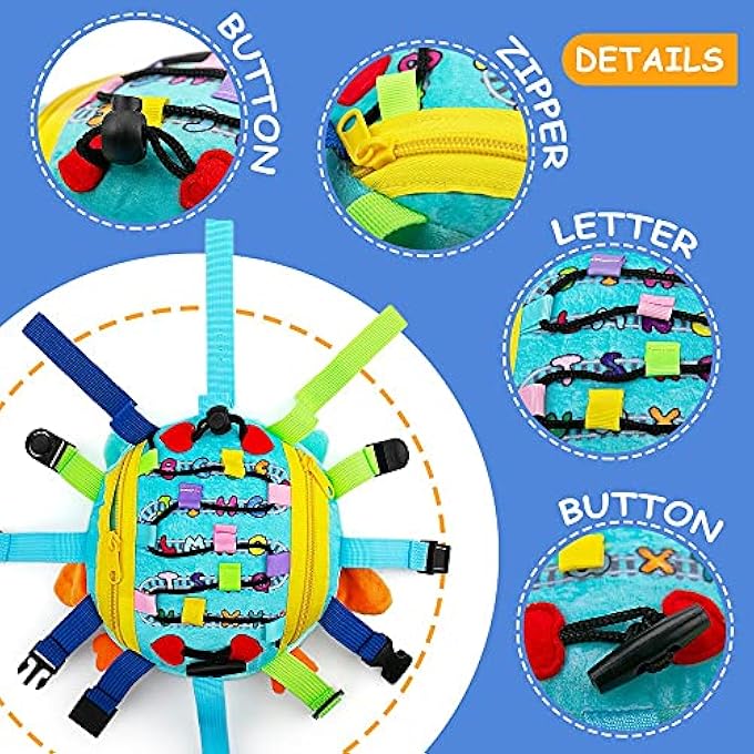 SENSORY BUCKLE PILLOW FOR TODDLERS 1-3, LEARNING ACTIVITY TOY DEVELOPING FINE MOTOR SKILLS, EDUCATIONAL BUCKLE ZIPPER TOY FOR TRAVEL AND BASIC SKILLS - Image 4
