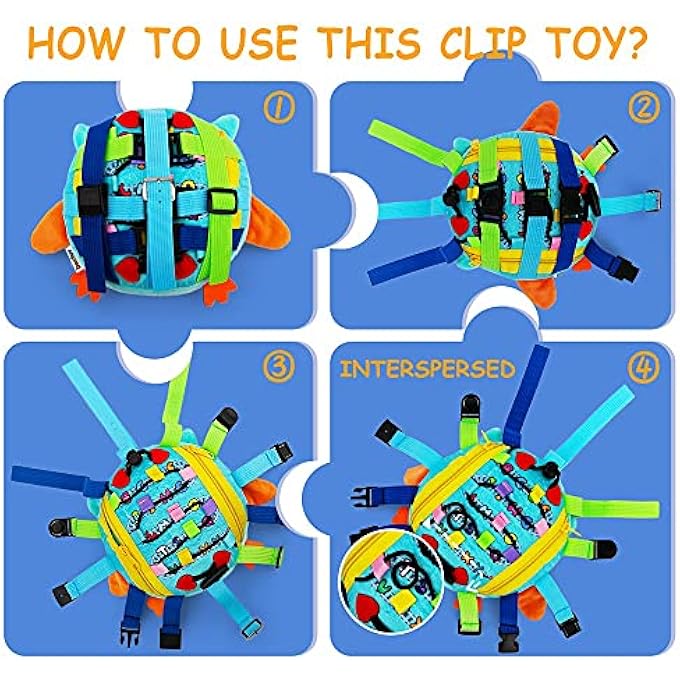 SENSORY BUCKLE PILLOW FOR TODDLERS 1-3, LEARNING ACTIVITY TOY DEVELOPING FINE MOTOR SKILLS, EDUCATIONAL BUCKLE ZIPPER TOY FOR TRAVEL AND BASIC SKILLS - Image 5