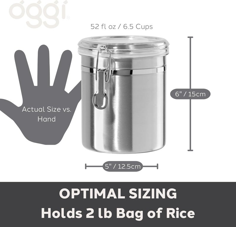 Oggi 150-Ounce Stainless Steel Airtight Canister with Clear Acrylic Lid and Locking Clamp - Image 5