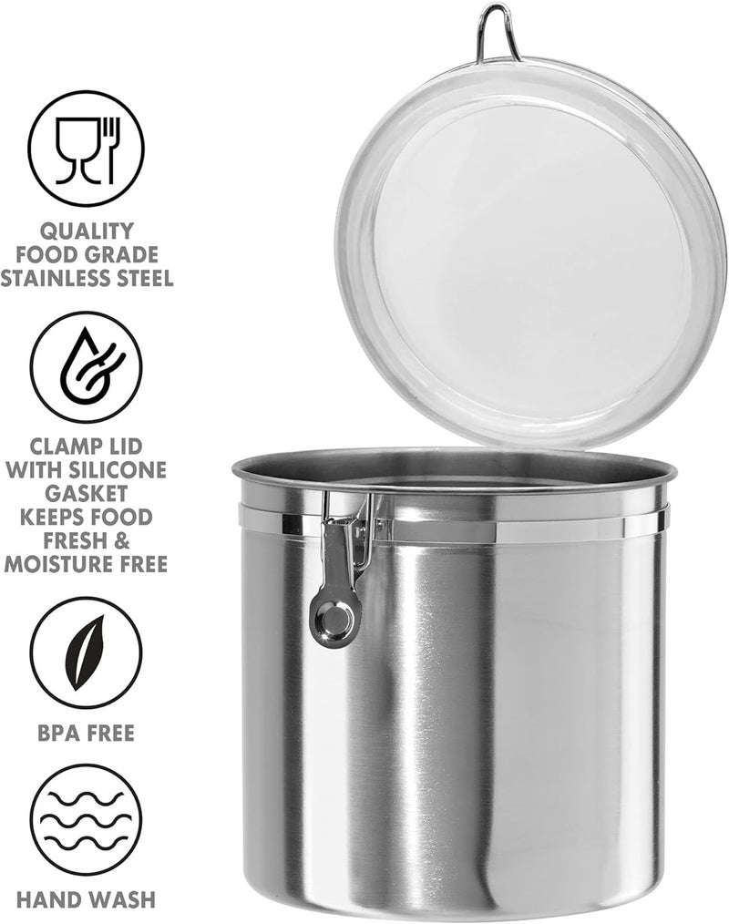 Oggi 150-Ounce Stainless Steel Airtight Canister with Clear Acrylic Lid and Locking Clamp - Image 3