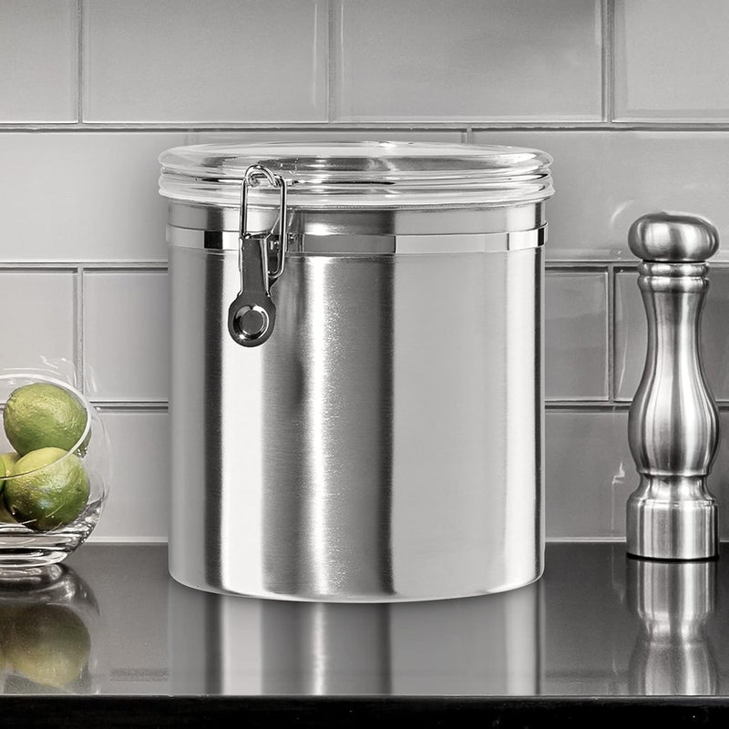 Oggi 150-Ounce Stainless Steel Airtight Canister with Clear Acrylic Lid and Locking Clamp - Image 2