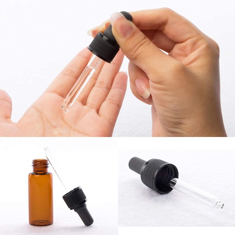 AJIODA Eye Dropper Bottle, 10 Pack 10ml Amber Glass Bottles with Glass Eye Dropper Dispenser & Funnels for Essential Oils, Chemistry Lab Chemicals, Colognes & Perfumes - Image 3