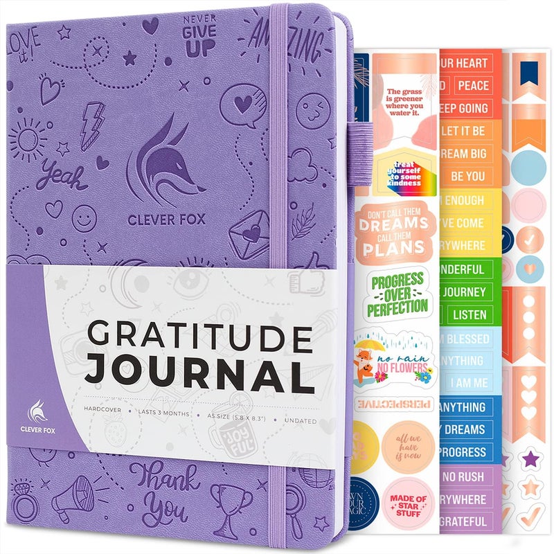Clever Fox Gratitude Journal â€“ Happiness, Positivity & Affirmation Daily Journal â€“ Inspirational Daily Notebook â€“ 3 Months, A5 (Lavender) - Image 1