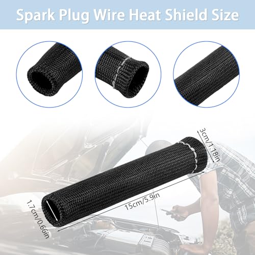 Opvixi Spark Plug Wire Heat Shield, 8Pcs 2500° Spark Plug Boot, Spark Plug Heat Shield Sleeve for SBC BBC 350 454 Plug Boot Protector, 6 Inch Black - Image 2