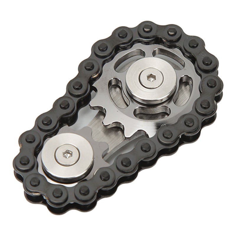 Stainless Steel Fingertip Toy: Pocket Sized Silver Black Wearproof Metal - Stress Relief & Focus Detachable Gear Chain for Travel, Work and Home - Image 2