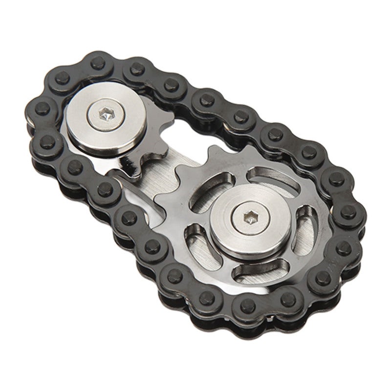 Stainless Steel Fingertip Toy: Pocket Sized Silver Black Wearproof Metal - Stress Relief & Focus Detachable Gear Chain for Travel, Work and Home - Image 3