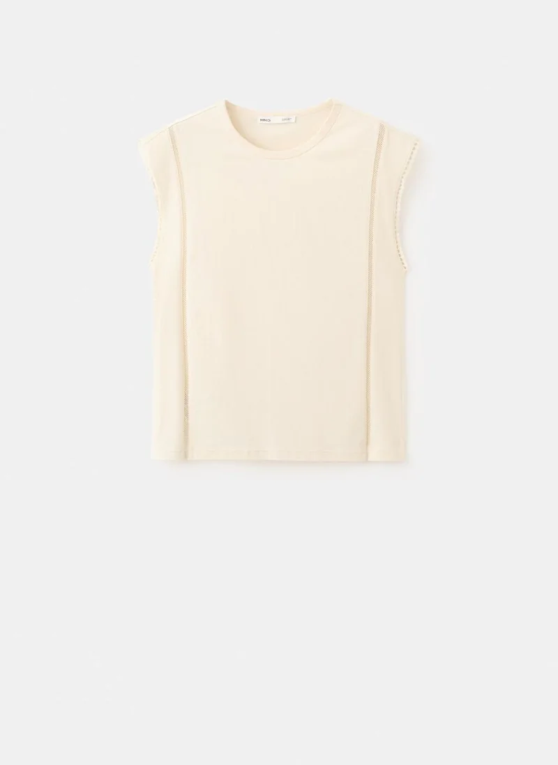 Mango  Embroidered openwork cotton T-shirt for Women | Best Price UAE