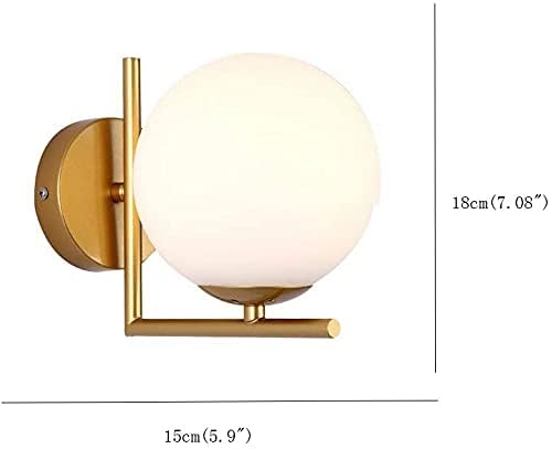 SVDK Corded Electric White Golden Modern Wall Lamp Iron Glass Globe Lampshade Bedroom Wall Light Bulb Not Included - Image 2
