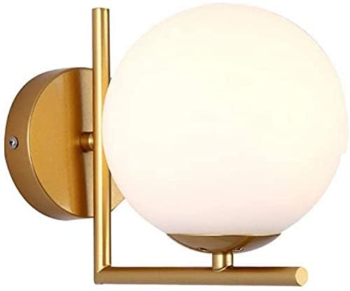 SVDK Corded Electric White Golden Modern Wall Lamp Iron Glass Globe Lampshade Bedroom Wall Light Bulb Not Included - Image 4