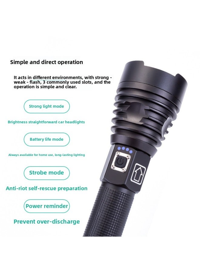 Loquat XHP90 Flashlight USB Rechargeable Outdoor Waterproof Power Display High-power LED Flashlight-Color:XHP90 Flashlight 2*18650 Battery - Image 4