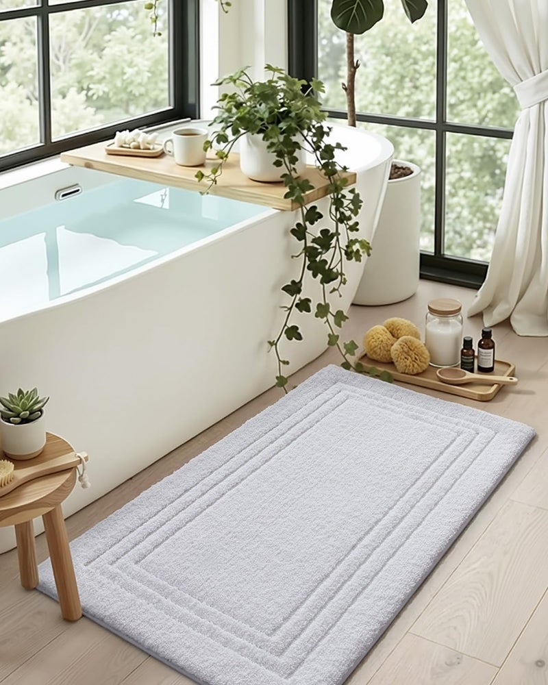 Bathroom Mat 50 x 80 cm, Non Slip Washable Bathroom Rug, Soft Absorbent Shower Floor Rugs with Rubber Backing, Microfiber Bathmat for Tub, Sink Accessories Decor, White - Image 5